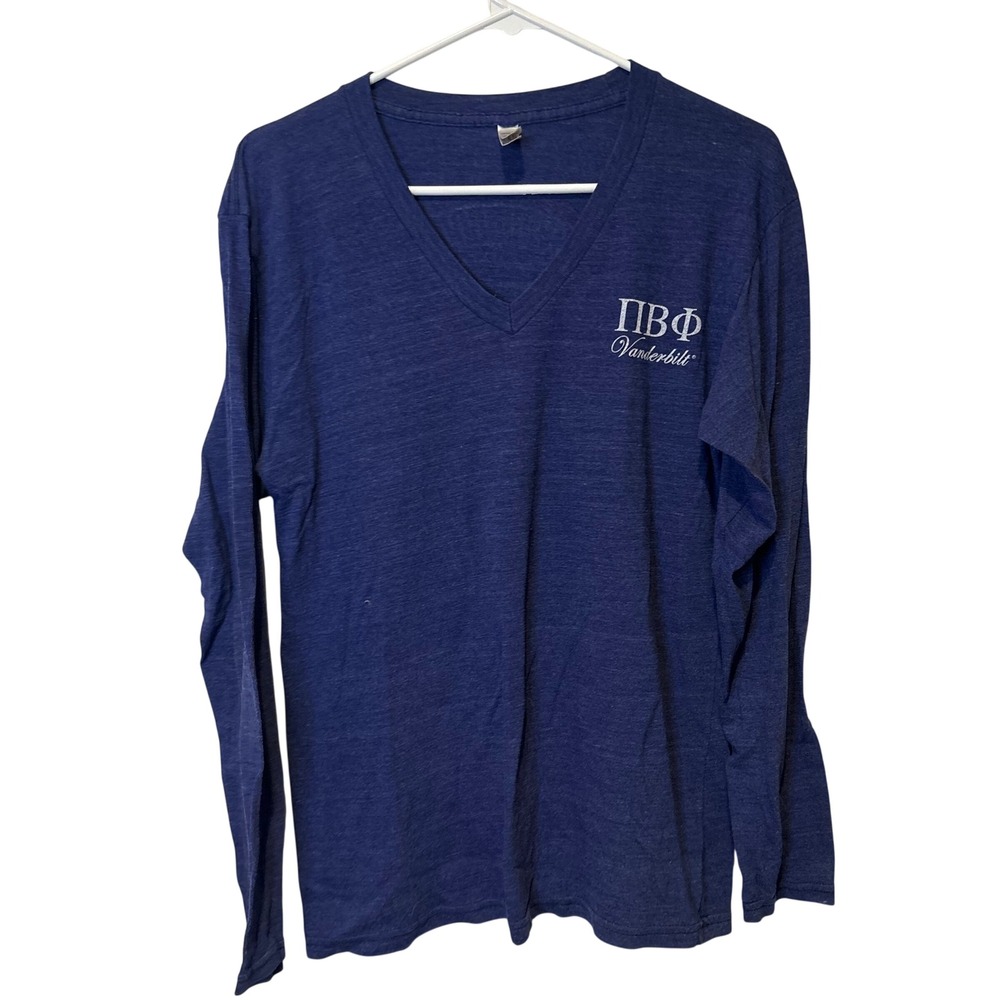 American Apparel Pi Beta Phi Vanderbilt Women M Blue V-Neck Long Sleeve Tee